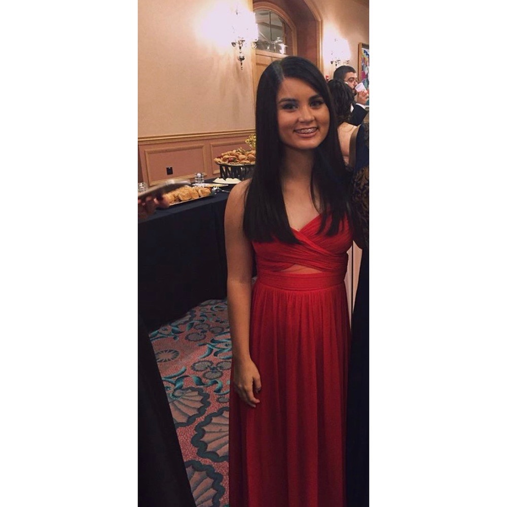Red evening gown